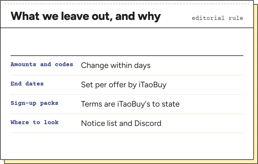 Card explaining which offer details this site leaves out and why